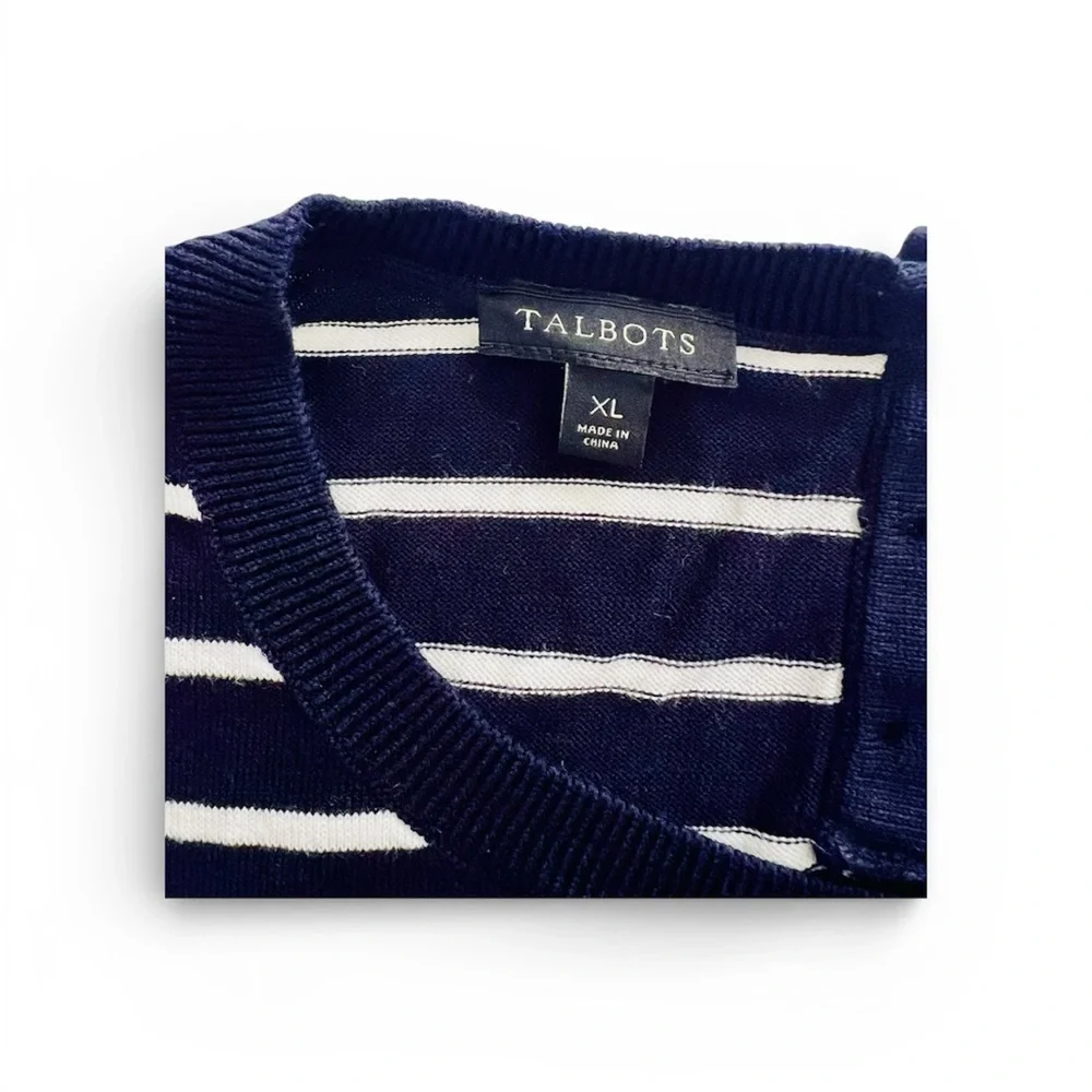 Talbot's Women's Striped Corgi LS Sweater Crewneck | Navy & White | X-Large - Picture 6 of 6